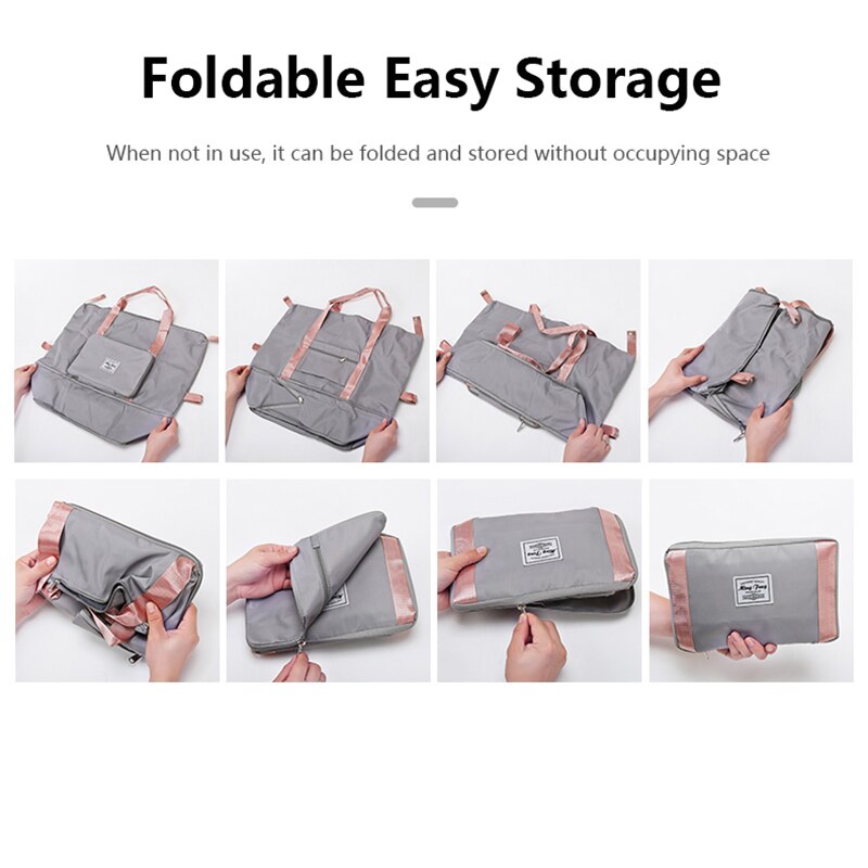 Large capacity foldable travel bag for women, multi-functional waterproof duffle bag, unisex sports gym handbag, storage tote bag
