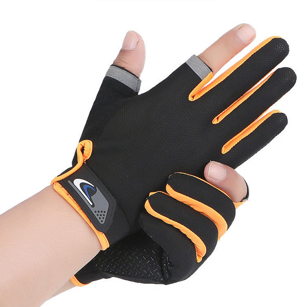 Gants de pêche d'hiver antidérapants pour hommes et femmes, 1 paire, 2 doigts coupés, sans doigts, respirants, pour Fitness Pesca