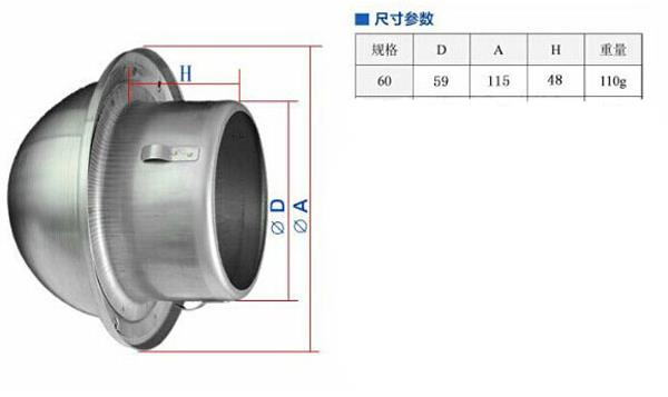 60mm Ducting Dia 304 Grade Stainless Steel Air Vent Outlet Grill Mesh Louver