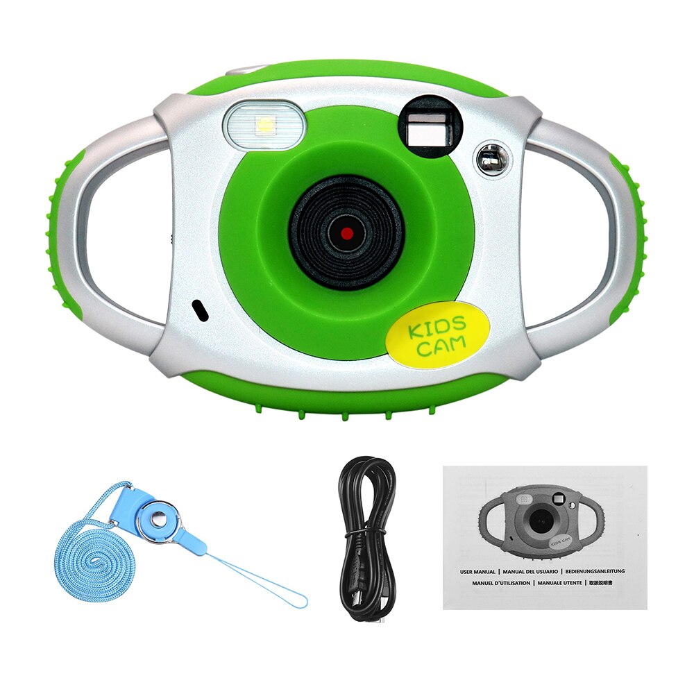 Cámara Digital para niños 8MP1080P Video pantalla IPS de 2,0 pulgadas con cordón Cable USB Festival de de cumpleaños para niños y niñas: Green