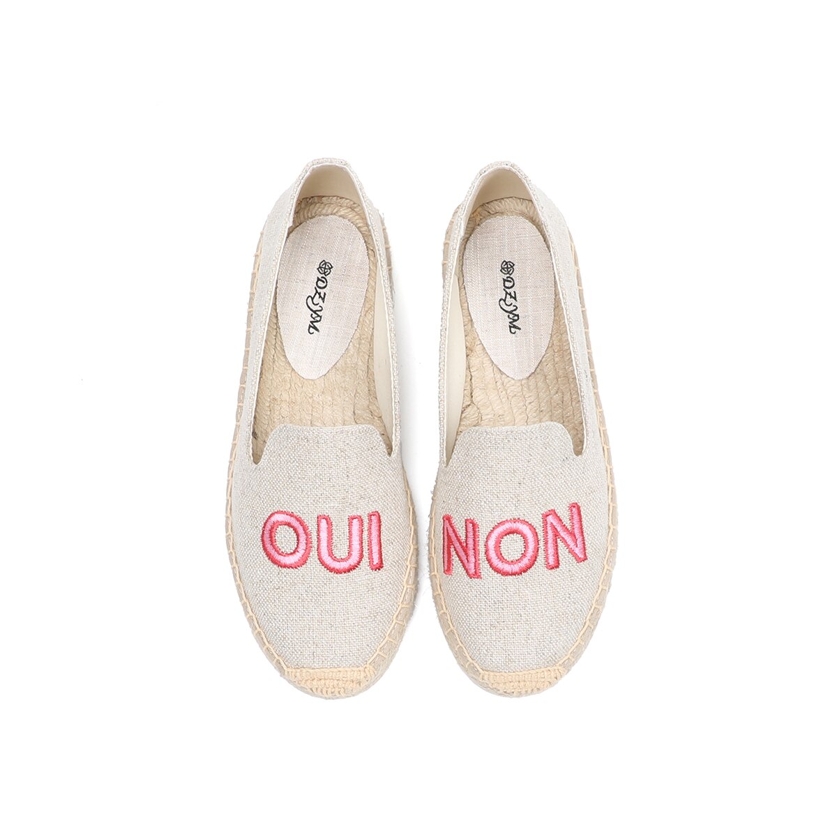 2021 Floral rush vendita diretta piattaforma piatta canapa punta tonda gomma Slip-on Zapatillas Mujer Casual Sapatos espadrillas per: Beige / 9