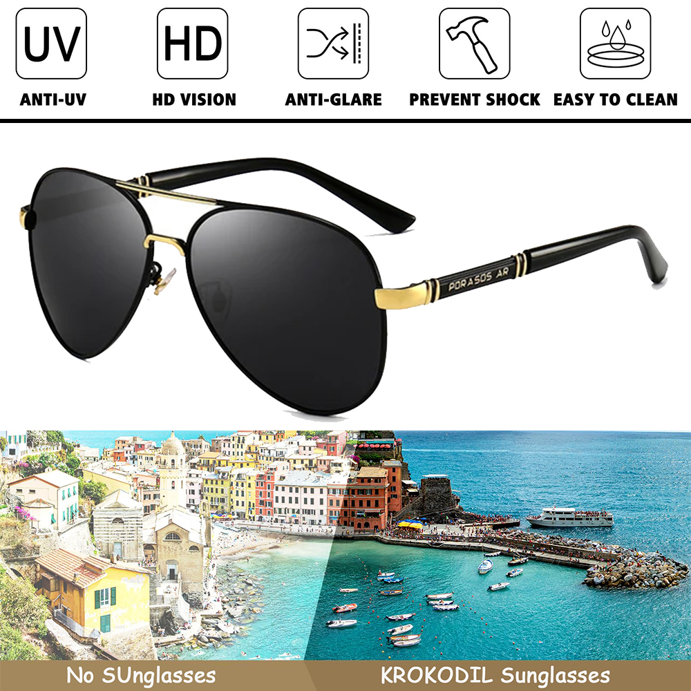 Polarisierte Herren-Sonnenbrille, Flieger-Sonnenbrille für Männer und Frauen, Metallrahmen-Brille für Reisen, Surfen, Fahren, Angeln, UV400