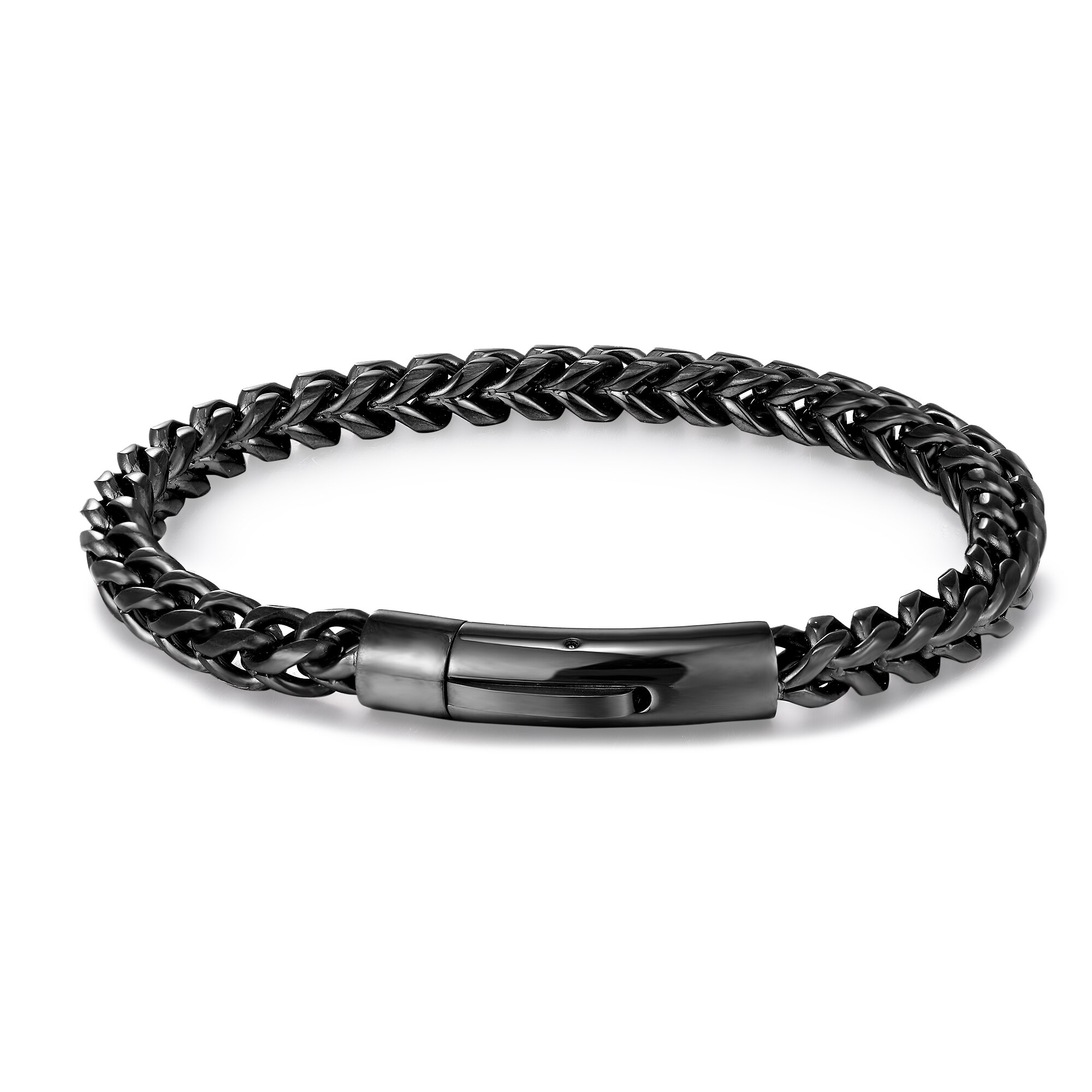 Vintage Style 316 Stainless Steel Bicycle Link Chain Bracelets Men's Hip Hop Biker Hand Bracelet Jewelry: Black / 23cm