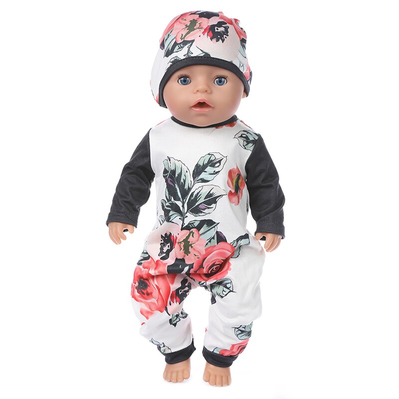 pass 17 tommers født baby 43cm dukke klær tilbehør 3- stykke lue rose kjole til baby bursdag festival