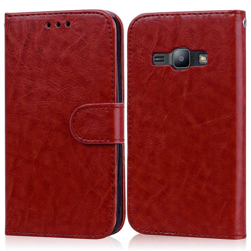 Leather Flip Case Voor Samsung Galaxy J1 Zachte Tpu Telefoon Geval Voor Samsung J1 J120 J120F/Ds flip Case Voor Samsung J1: Brown