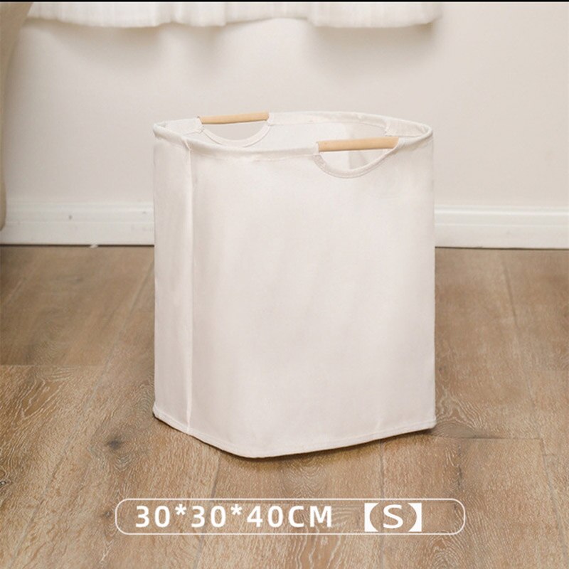 Mcao japansk skittentøyskurv sammenleggbar skittentøy oppbevaringskurv bambus klut organiserer med håndtak til smalt hjørne  tj6826: beige s (30 x 30 x 40cm)