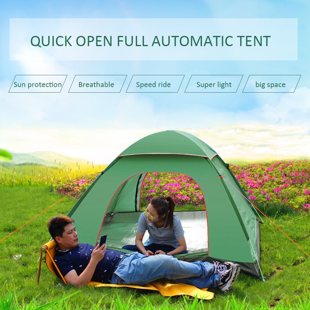 Pop-up telt 3-4 personers campingtelt vandtæt øjeblikkelig opsætning udendørs vandreture backpacking telt ly til camping