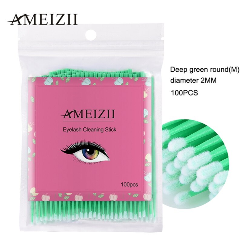 Ameizii 100 stk øjenvipper kosmetiske vatpinde applikator børster dental mircro børste mikro mascara tryllestave spoilere: 04