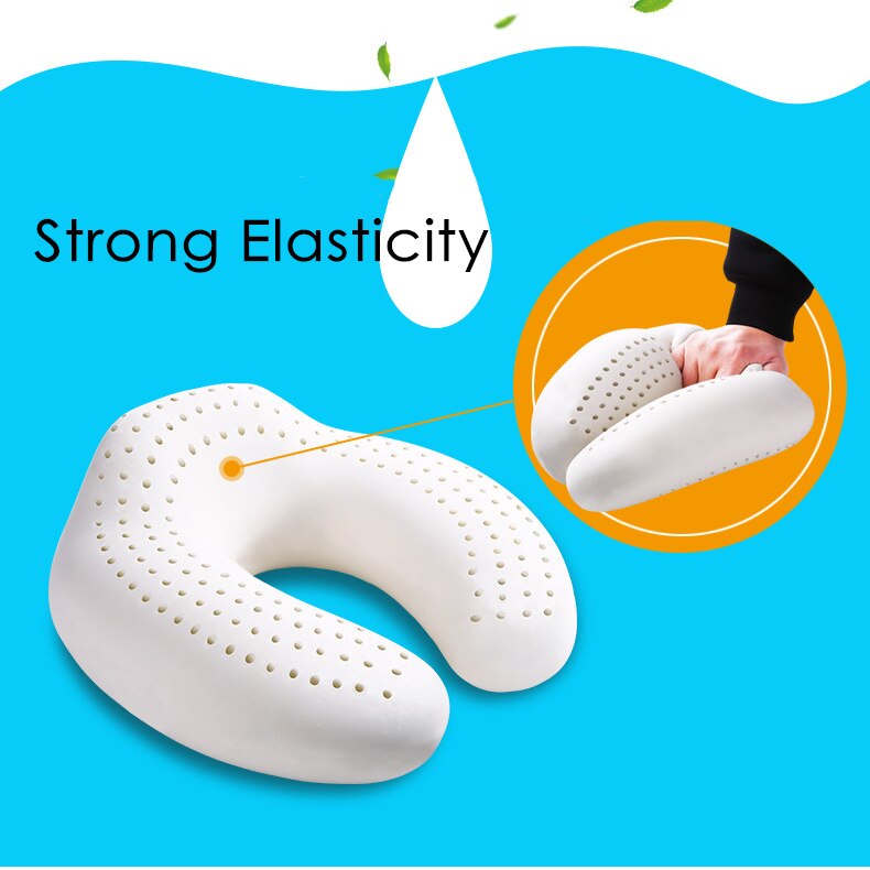 Purenlatex 27X27 U-vorm Latex Reizen Kussen Nek Kussen Geheugen Rebound Kantoor Kussen Cervicale Wervelkolom Beschermen Hoge Rug