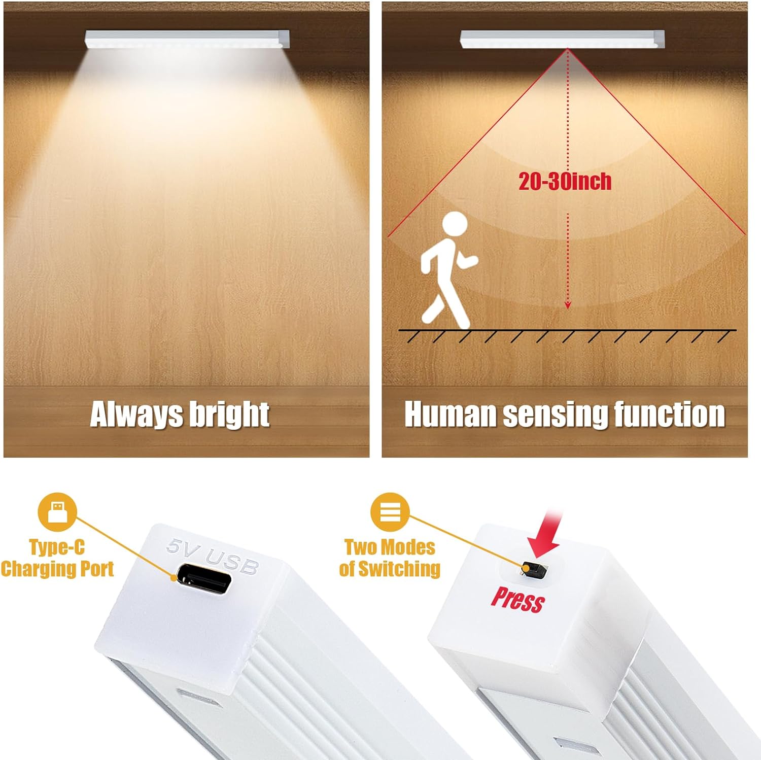 Drahtlose LED Nachtlicht Bewegung Sensor Licht USB Unter Schrank Licht Für Küche Schrank Schlafzimmer Kleiderschrank Sensor Innen Beleuchtung