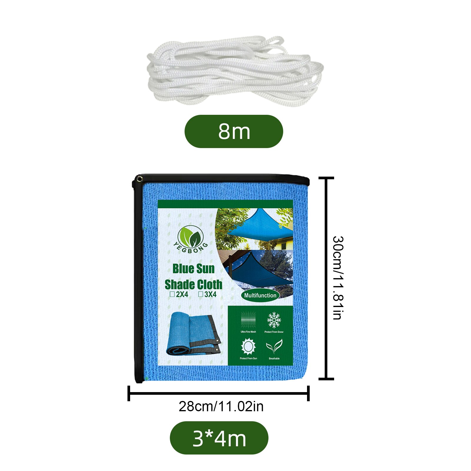 2x3m 3x4m Canopy Awning for Patio Garden Anti-UV Screen Plant Greenhouse Cover Sunblock Shading Cloth Net Sun Shade Sail: Blue 3x4m