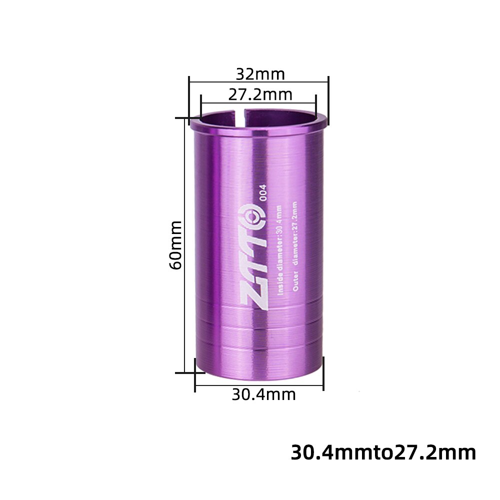 ZTTO-Adaptador de tija de sillín para bicicleta, manga de tubo de asiento, espaciador de aleación para ciclismo de montaña y carretera, cambio de tamaño 25,4, 27,2, 31,6: 4-27.2 to 30.4