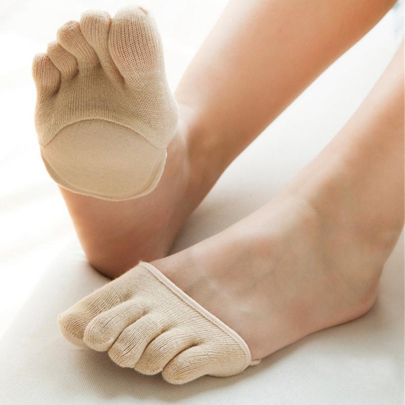 Dünne Zehen Socken Keine Ferse Offene spitze Schweiß-saugfähig Anti-Unterhose Halb Sohle Sandalen Socken Mit Unsichtbar Vorfuß kissen Pad Fuß Socken