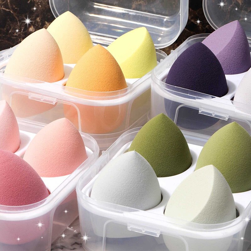 4PCS Makeup Beauty Puff Sponge Set Foundation Powder Blush Blender Makeup Accessories Tools Cosmetic Blending Sponge Beauty Egg