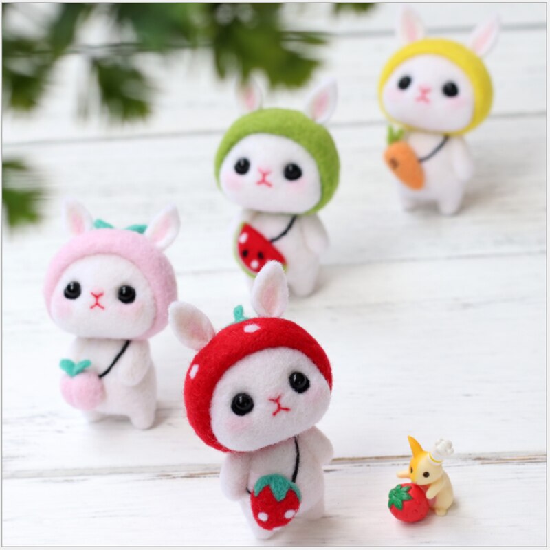 Handmade diy material package with wool felt poke and poke music cute pet puppy cute pet bunny series combination