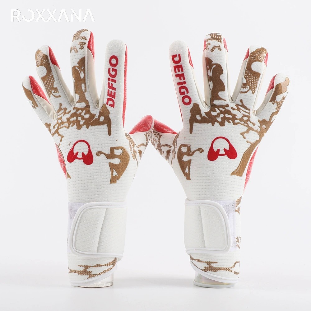 Professionelle Torwarthandschuhe, rutschfeste Latex-Fußballhandschuhe, für Männer, Frauen, Jugendliche, freundlicher, schützendes Spieltraining, Fußballausrügestochen: Weiß / M