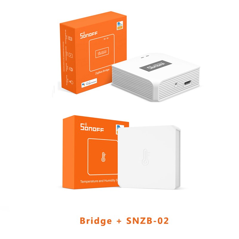 SONOFF-Sensor de temperatura y humedad Zigbee ZBBridge, Detector de movimiento, interruptor ZBDongle P, Control remoto por aplicación para Alexa: Bundle 2