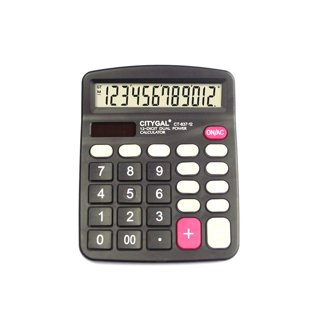 Electronic Calculator Portable Office Commercial Tool Battery Solar 2 in 1 Powered 12 Digit with Big Button