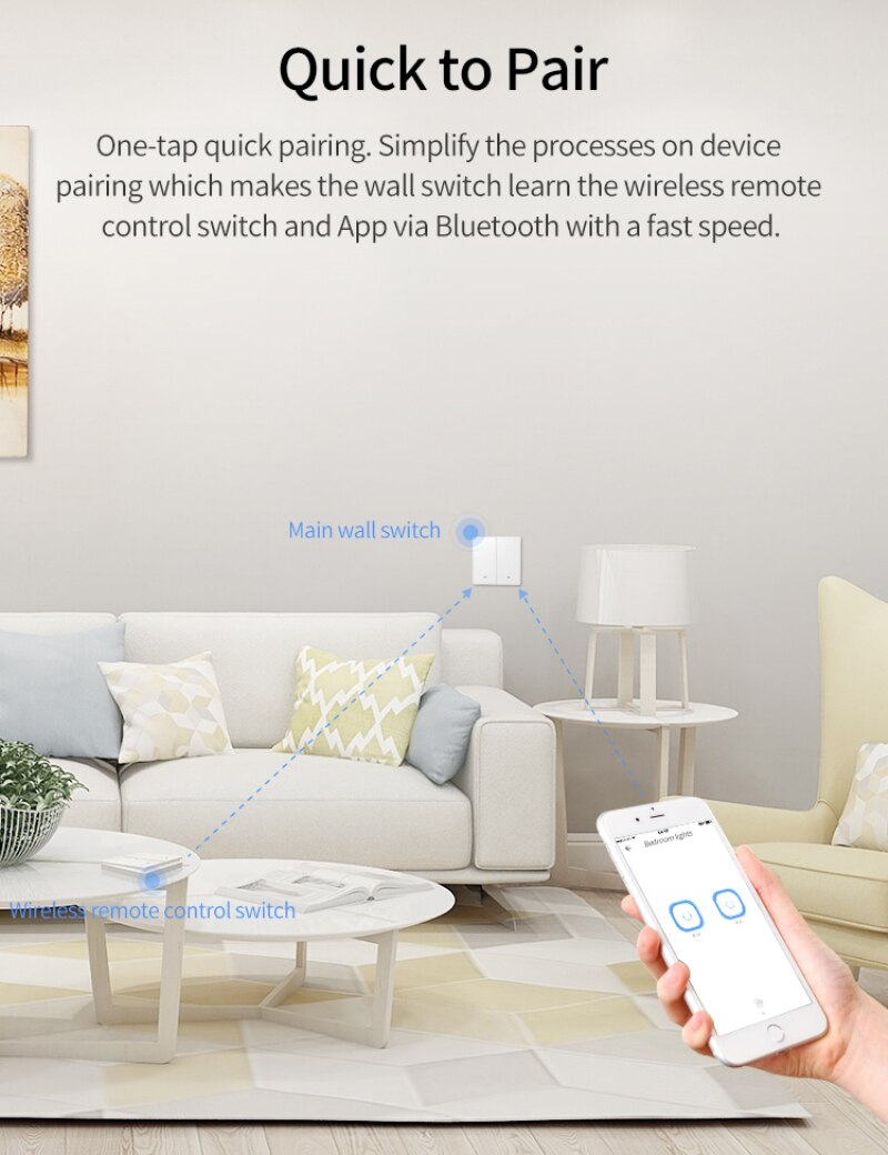2.4G Smart Wall Switch Single Live wire No-Neutral line Bluetooth Protocol eWeLink APP Control