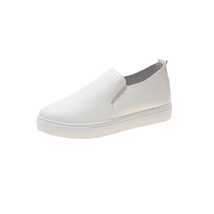 Hvite joggesko slip-on sko for kvinner høst kvinnelig fottøy øker høyde tresko plattform rund tå grunt munn
