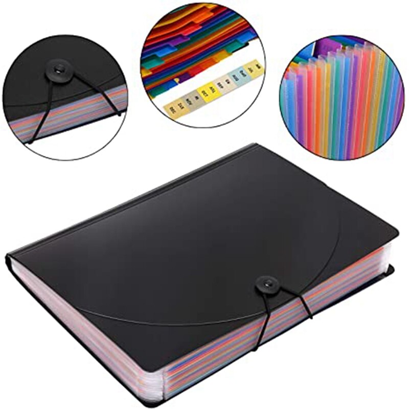 24 Compartments Document Folder, Sorting Folder with Lid, Expandable File Folder, Document Organizer for Filing