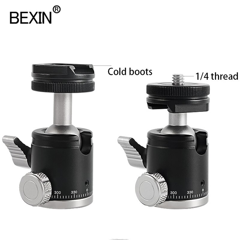 Bexin mini ball head monopod ball head tripod gimbal 360 panorama head with hot shoe base mount adapter for dslr camera flash