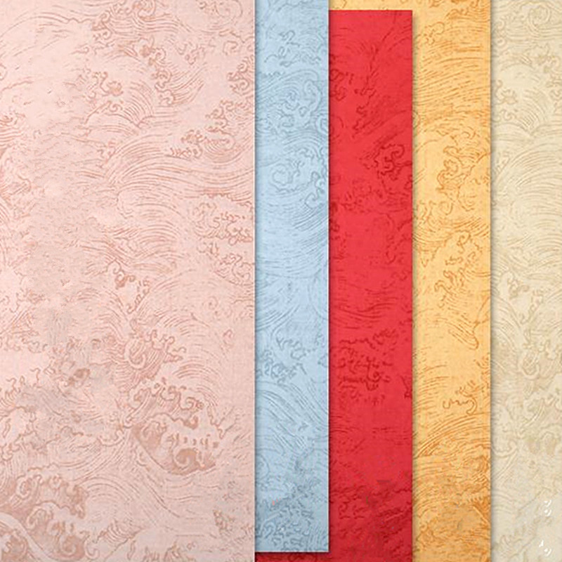 Chinese Xuan Paper Letterhead Half Ripe Batik Calligraphy Waves Pattern Xuan Paper Imitation of Ming and Qing Dynasty Xuan Paper