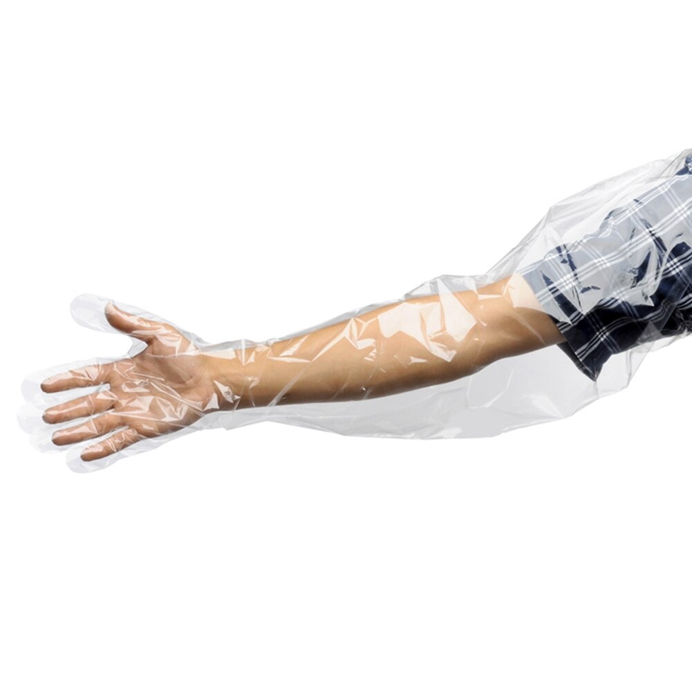 50 stücke Tierarzt Lange Handschuhe Einweg Weichen Kunststoff transparent Lange Arm Veterinär Untersuchung flexibilität Handschuh: Weiß