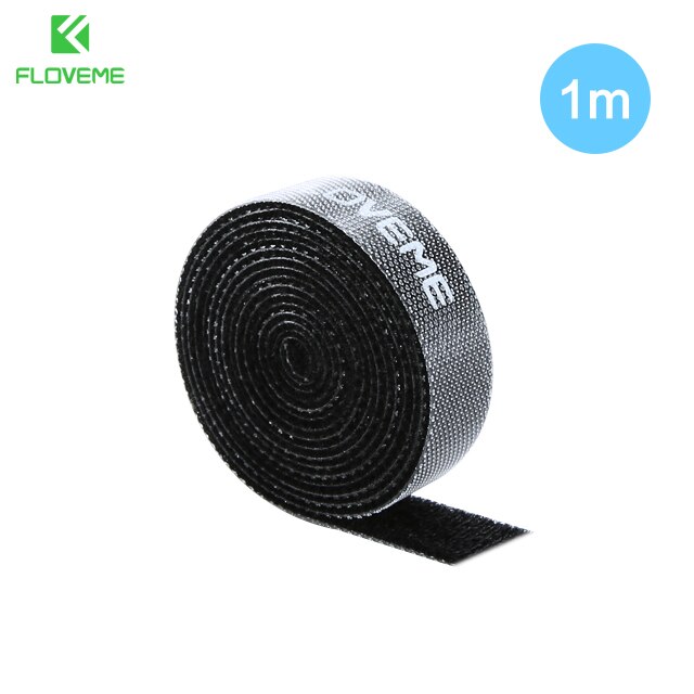 FLOVEME organizer do kabli drutu Winder uchwyt słuchawki mysz przewód klip Protector USB kabel zarządzania dla iPhone kabel Micro USB typu C: Black 1m