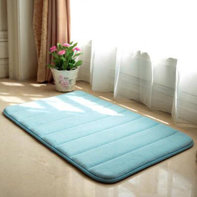 40*60cm Memory Foam Bath Mat Non-slip Bathroom Carpet Water Absorption Rug Soft Bathroom Mat: Blue