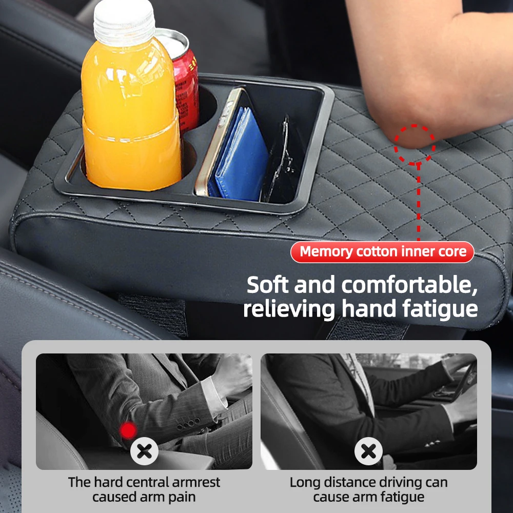 Auto Armsteun Middenconsole Kussen Armsteun Cover Memory Foam Auto Armsteun Kussen Bekerhouder Auto-interieur Accessoires Universeel