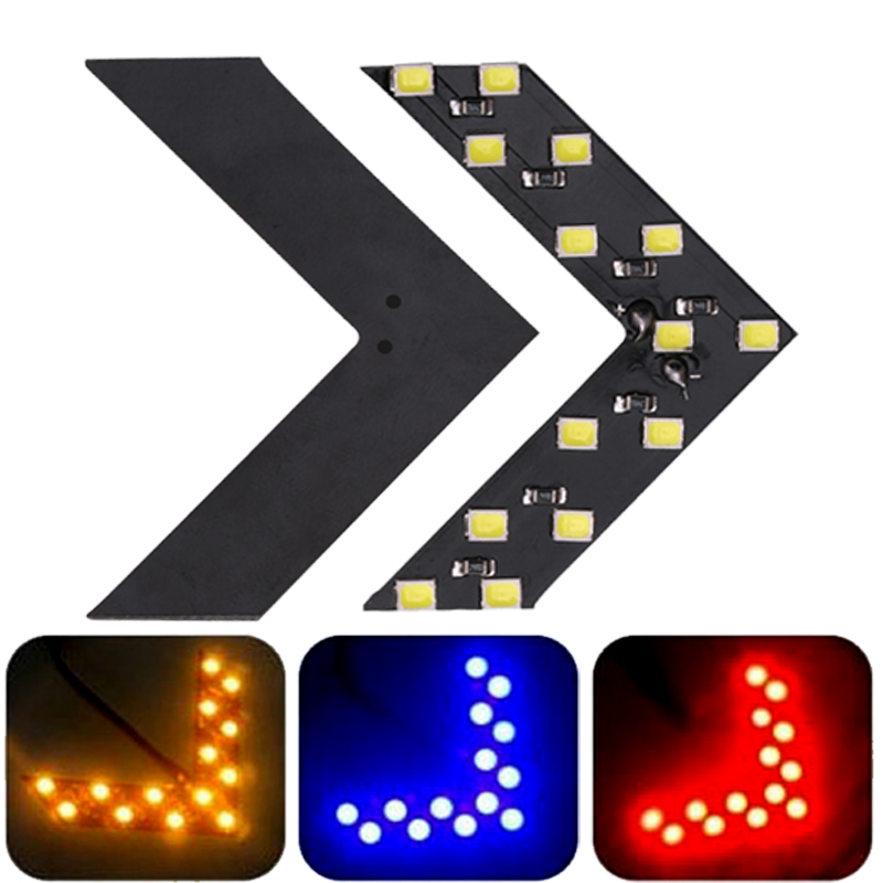 1x Auto Styling LED Richtingaanwijzer Achteruitkijkspiegel Pijl Panelen Indicator Licht Achteruitkijkspiegel Signaal lamp 12V 14 SMD Geel