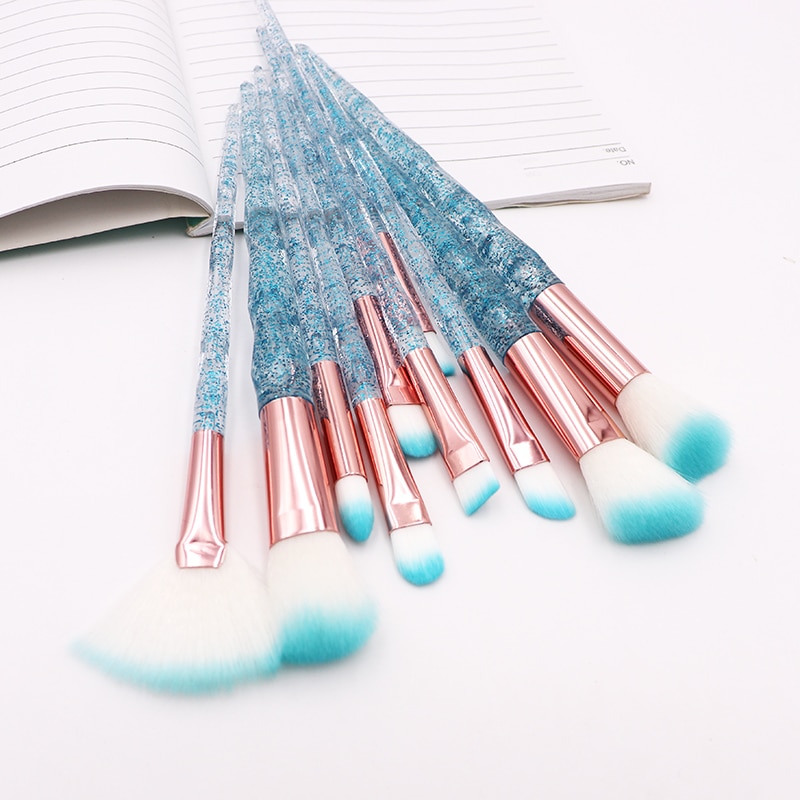 10pcs Diamond Makeup Brushes Set Crystal Brush Powder Blush Foundation Eyeshadow Brush Diamond Make up brush Kits maquiagem