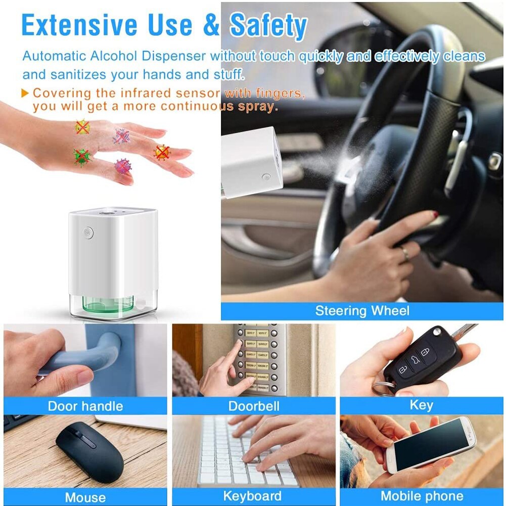 Portable Smart Alcohol Disinfector Sprayer Automatic Intelligent Induction Sterilizer Soap Dispenser Hand Sanitizer Dispenser