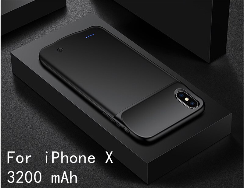 Slim Battery Case For iPhone XS X Backup Power Bank Battery Charger Case ForiPhone 6 6S 7 8 Plus Power case Charging Back Cover: IX-Black