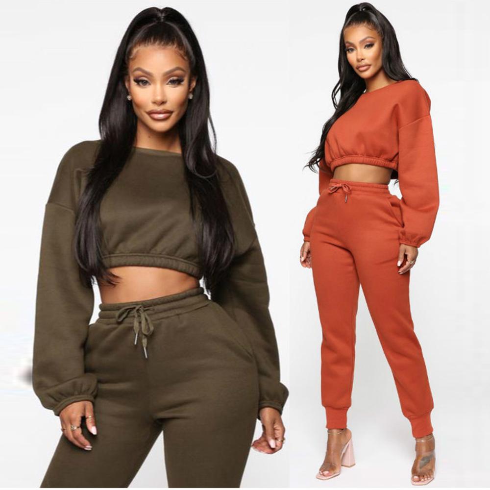 Jogging Suits For Women Casual Solid Color Sweatershirt Trousers Sweatershirt Sports Suit Survetement Femme Ensemble 2 Pieces