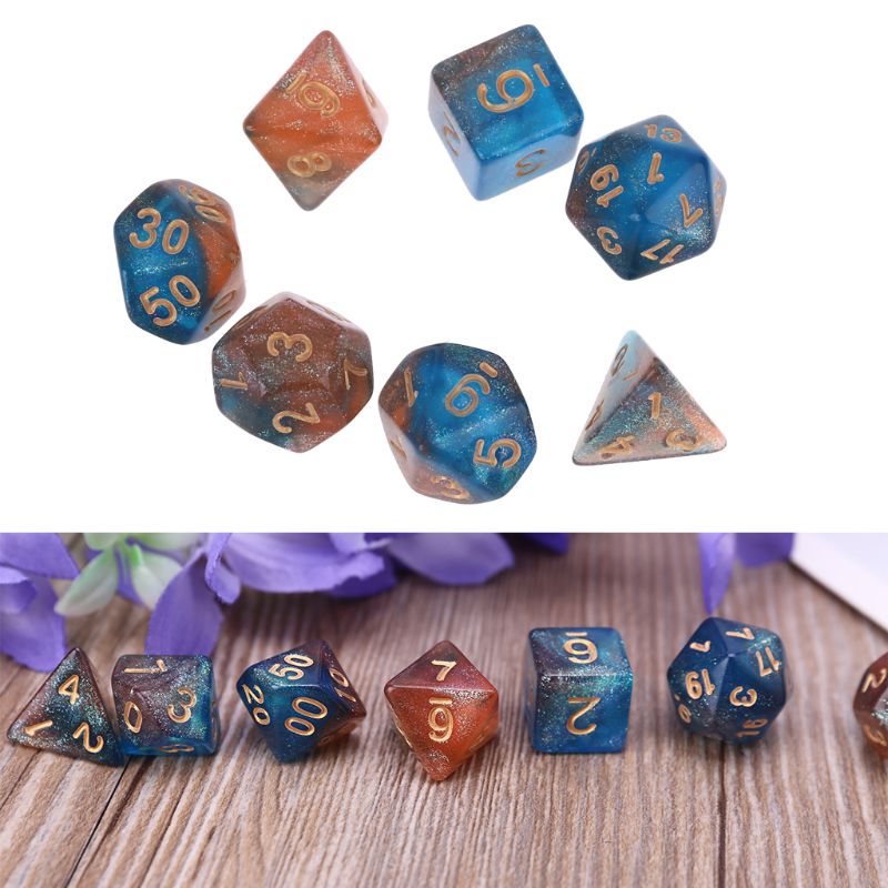 7pz D20 Acrilico Dadi Poliedrici luccichio Doppio Colori 20 Su dovuto Lati Dadi Tavolo da Gioco per sbarra pub club partito