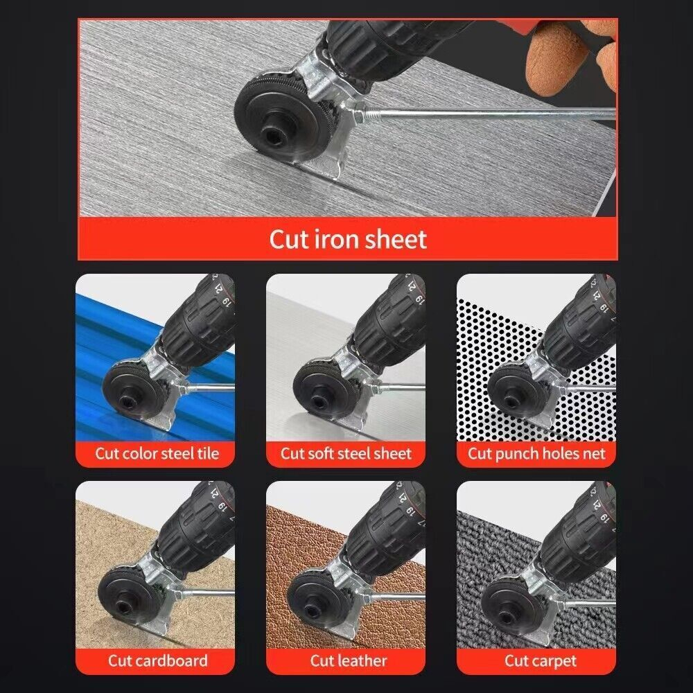 Electric Drill Shears Plate Cutter Metal Nibbler Drill Attachment Double Headed Sheet Cutter Punch Free Cutting Tool
