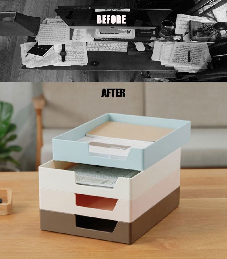 Stabelbar plastmagasinholder papir dokumentfil brevopbevaringsstativ bogreol papirvarer skrivebord arrangør fyldeskab