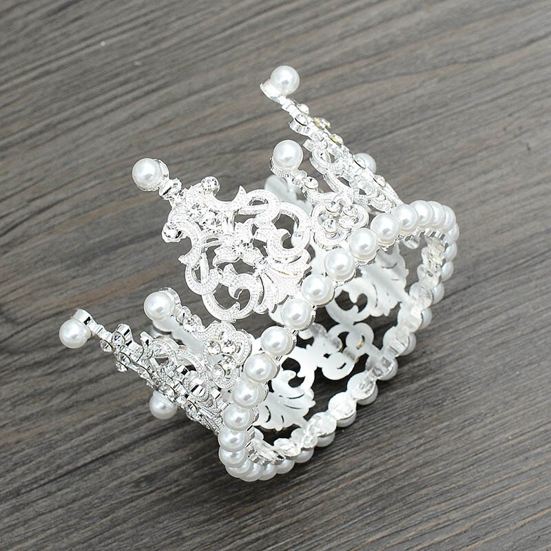 Di cristallo del Diadema Corona Torta di compleanno corona Bambini Del Bambino Prom Copricapo Capelli Ornamenti Dei Capelli Del Partito Dei Monili Accessori: Silver Tiara 05
