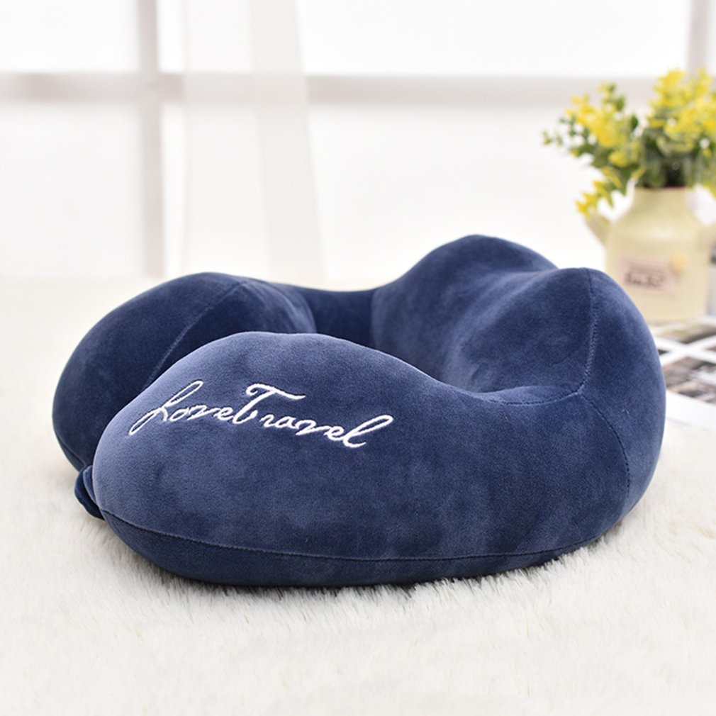 Inflatable Travel Pillow U Shaped Inflatable Neck Cervical Head Pillow Soft Compact Lightweight Travel Air Pillows: Yellow