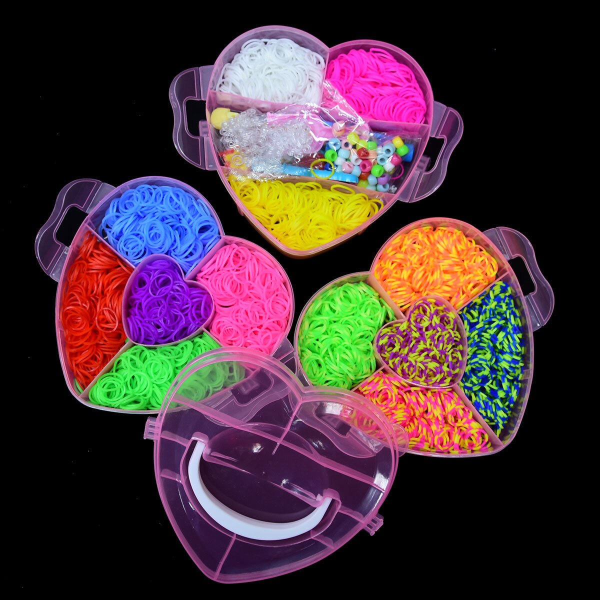 4500 Stuks Rubber Fun Loom Bands Kit Voor Meisjes Kids Diy Gom Armbanden 3 Layer Pvc Doos Familie loom Kit Set Breien