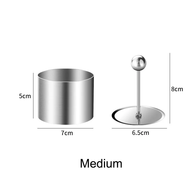 1 szt. Stalowa okrągła forma robić zimnych przystawek ze stali nierdzewnej z prętem, forma robić Sushi, narzędzie robić ciasta musowego, akcesoria kuchenne: Czekolada