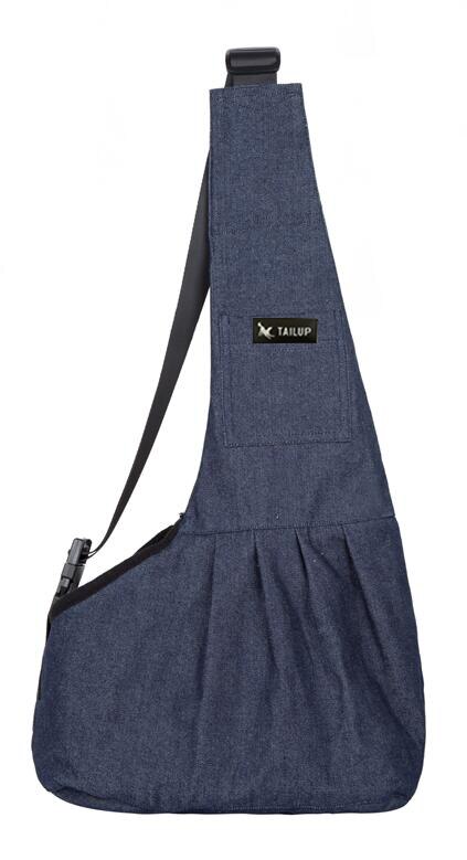 TAILUP Pet Dog Carrying Bag Mesh Cloth Puppy Chihuahua Yorkies Small Cat Slings Backpack: denim blue / L
