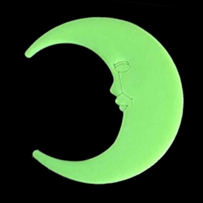 Moon Energy Storage Fluorescent Glow In The Dark Room Decor Luminous On Wall Stickers Christmas For Kids Room Living Room Decal: green