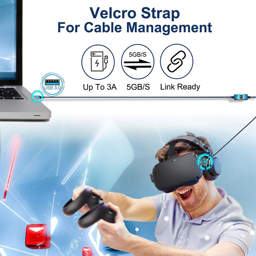 5m 2m datalinje för oculus quest 2 länk headset usb 3.0 typ c dataladdningskabel överföring typ-c till usb-a sladd vr tillbehör