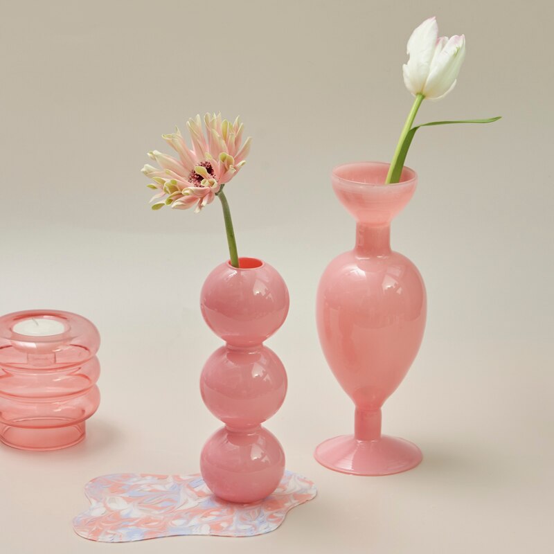 Vase à bulles de couleur Jade, petit support de fleurs, vases en verre, accessoires de décoration pour la maison pour le salon