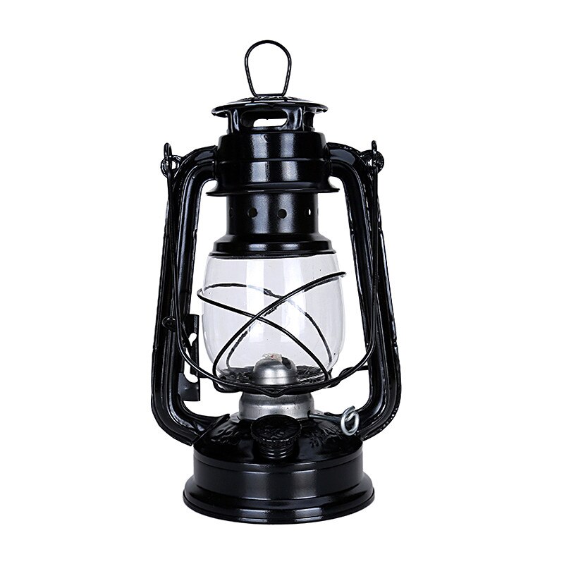Lampe Kerosene rétro classique de 25cm, 6 couleurs, 235, lanterne à intensité réglable, mèche, lumières portables, ornement: Height 25cm Black