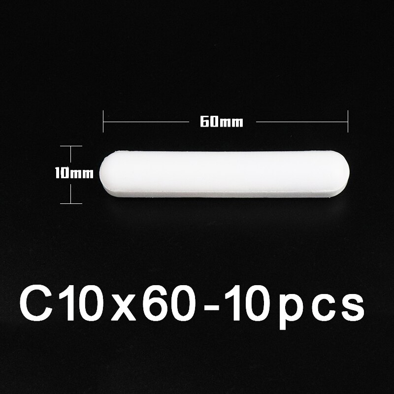 PTFE Magnet Rührer Rühren Bar Zylindrischen Typ-C Magneton Rühren Rührgerät Weiß Dreh Riegel, mehrere Größen Für Wahl, 10 stücke: C10x60mm-10Stck