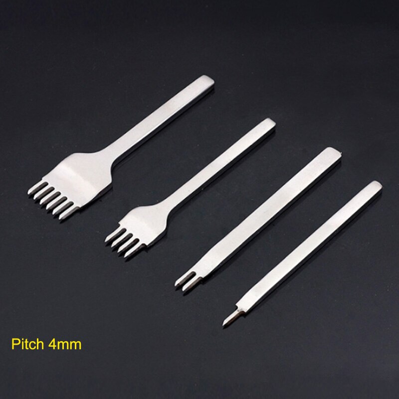 Leather Stitching Hole Punches Punch Tool Hand Sewing Prongs Leather Craft Tools Leather Belt Metal White Steel 4 Pcs: 4mm